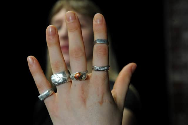 Pictured are rings made by Chelsea (Yips Or No Freedom)