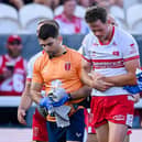 Hull KR winger Joe Burgess is expected to miss Friday's game at Leeds Rhinos after suffering a shoulder injury during last week's win against Leigh Leopards. Picture by Allan McKenzie/SWpix.com.