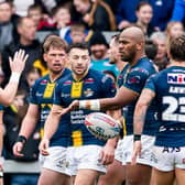 Rhinos celebrate a try during last Sunday's win against Castleford Tigers. Boss Brad Arthur has urged them not to get bored with playing well. Picture by Allan McKenzie/SWpix.com.