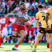 Lazarus Vaalepu in action for Leigh Leopards against Castleford Tigers last month. Picture by Alex Whitehead/SWpix.com.