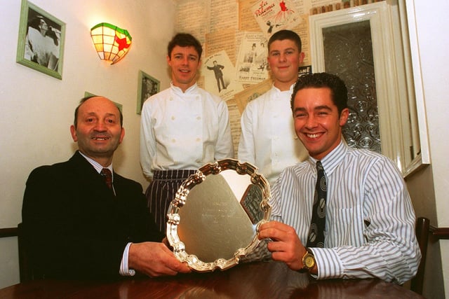 'Singers' restaurant at Tadcaster were crowned winners of 1995 YEP Oliver Award. Pictured, from left, are Guy Vicari, David Lockwood, Stephen Ardern and owner Phil Taylor.