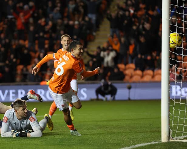 THRIVING: Leeds United's Ian Poveda bags his first goal for loan side Blackpool to put the Tangerines 2-0 up en route to Saturdays 4-1 victory at home to Nottingham Forest in the FA Cup third round. Photo by Alex Livesey/Getty Images.