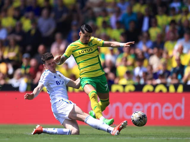 MAN OF THE MATCH SHOUT: For Sam Byram, pictured thwarting Norwich City's Borja Sainz. Photo by Stephen Pond/Getty Images.