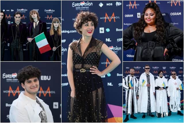 (Clockwise from top left) Current favourites to win this year's competition include Italy, France, Malta, Ukraine, and Switzerland (Photos: Getty Images)