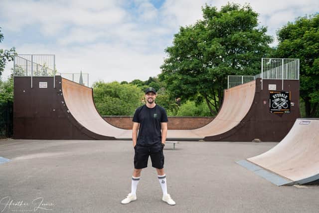 Ryan Swain owner of Ryedale Skate School and organiser stood where the event will take place
