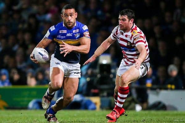Paul Aiton in action for Leeds against Wigan at Headingley in 2015. Picture by Alex Whitehead/SWpix.com.