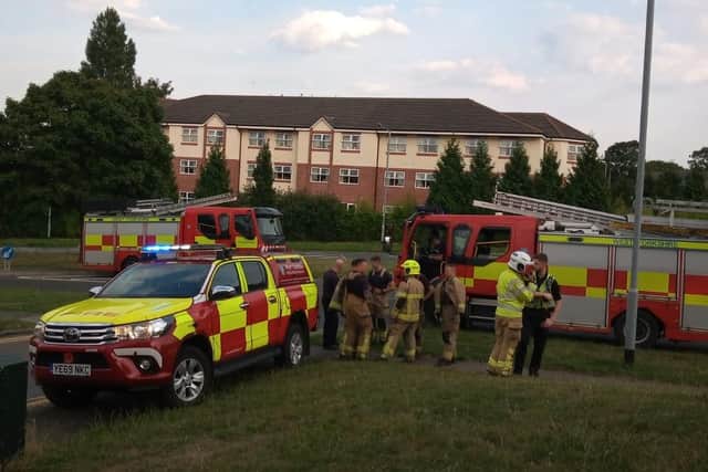 The fire at the tower block in Oak Tree Drive was reported at 5.53pm last night.