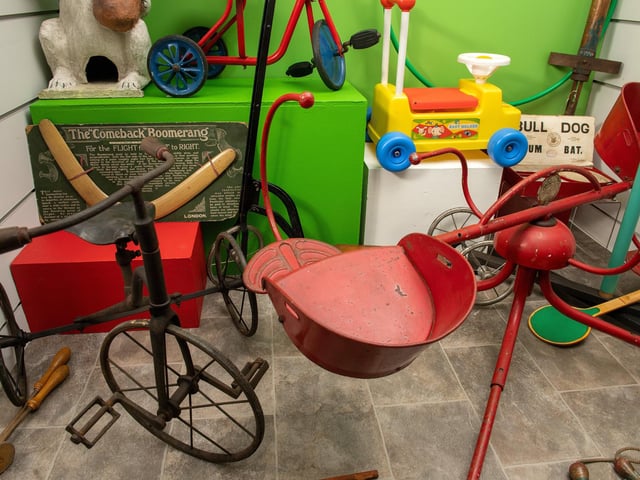 The exhibit ranges from a tribute to outdoor play of old to tributes to legendary sports stars including Leeds cycling icon Beryl Burton.
