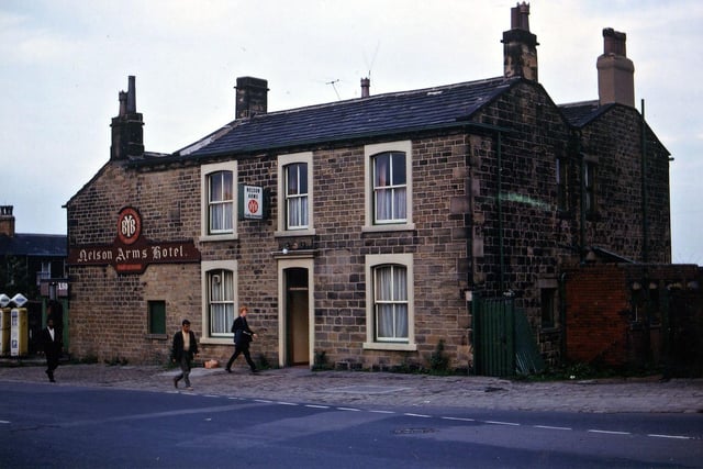The Nelson Arms Hotel opposite St. Peter's Parish Church on Victoria Road in June 1966. This pub was built by 1800 and was named in honour of Nelson's victory over the French fleet at Aboukir Bay in 1798, sometimes also called the Battle of the Nile. For some years between 1800 and 1817 a local magistrate Watson Scatcherd used to dispense justice in a room at the Nelson Arms.