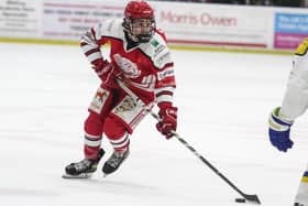 BRING IT ON: Teenage forward Ol Endicott - pictured in action for Swindon last season - is keen to get his Leeds Knights career underway. Picture courtesy of KLM Photography