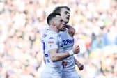 LEEDS, ENGLAND - FEBRUARY 23: Patrick Bamford of Leeds United celebrates with Jack Harrison after scoring the opening goal from a penalty during the Sky Bet Championship match between Leeds United and Bolton Wanderers at Elland Road on February 23, 2019 in Leeds, England. (Photo by George Wood/Getty Images)