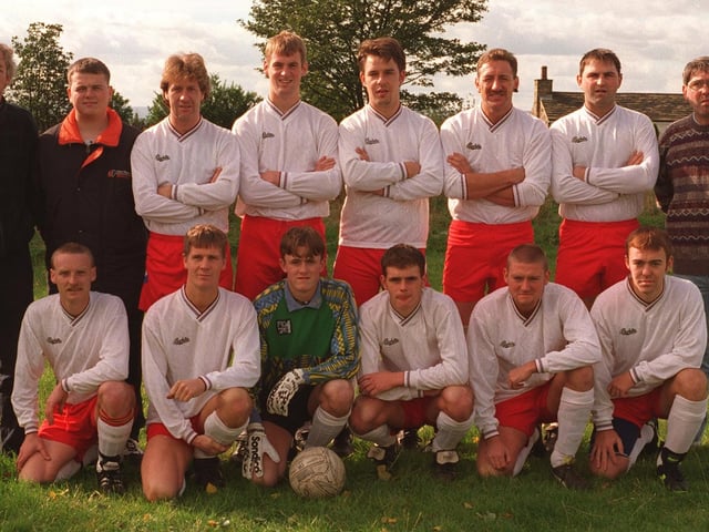 T S Harrison wo played in Division  2of the West Yorkshire County Amateur Football League pictured in October 1996. Back row, from left, are Joe Ozog (assistant manager), David Power, Graham Knight, Richard Beevers, Philip Ashton, Glen Nield, Rod Fisher, and Roger Fisher(secretary) .Front row, from left, are Martin Crossley, Darren Burley, Philip Temple, Wayne Walkley, Chris Squires and Carl Moore.