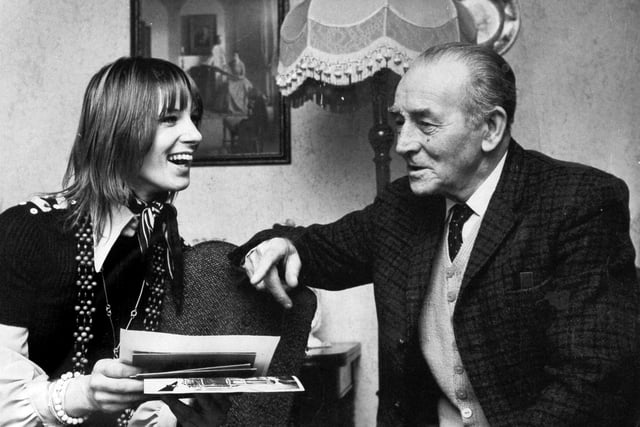 Jane Blackburn, daughter of aircraft pioneer Robert Blackburn, meets Harry Goodyear, who worked with her father on early flying machines. They are pictured together in January 1972.