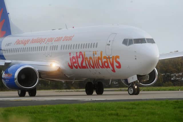 The drunk passenger became violent towards Jet2 staff and police Leeds Bradford Airport. Picture: Simon Hulme