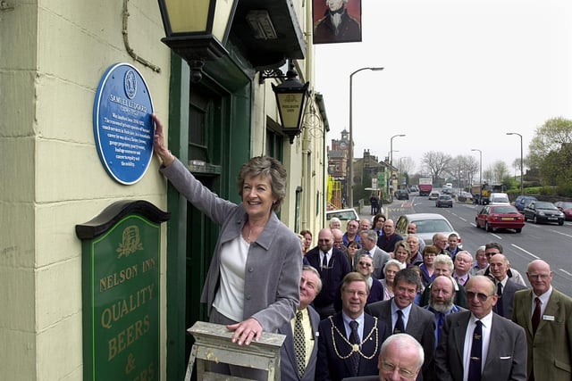 The Nelson Inn on Armley Road boasts a blue plaque to honour the former landlord and legendary coach and bus operator Samuel Ledgard. His youngest granddaughter Jenny Barron is pictured at the unveiling in April 2003.