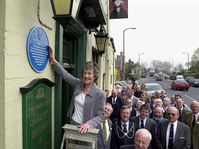 The Nelson Inn on Armley Road boasts a blue plaque to honour the former landlord and legendary coach and bus operator Samuel Ledgard. His youngest granddaughter Jenny Barron is pictured at the unveiling in April 2003.