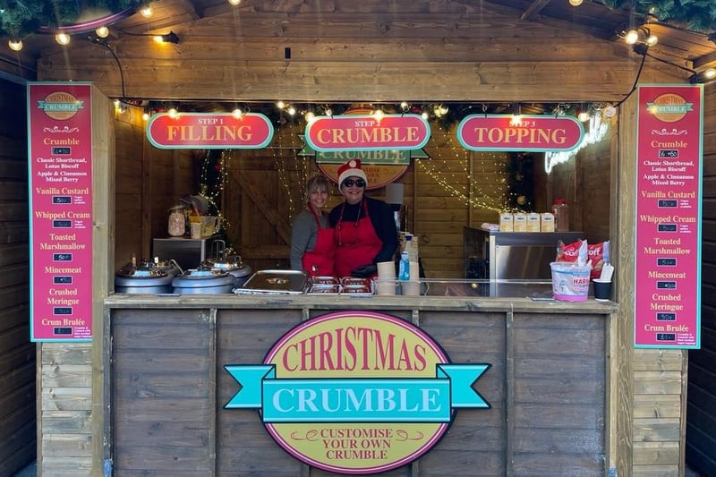The Christmas Market 2023 is also taking place in City Square. Pictured is one stall serving Christmas crumble with vegan options available too.