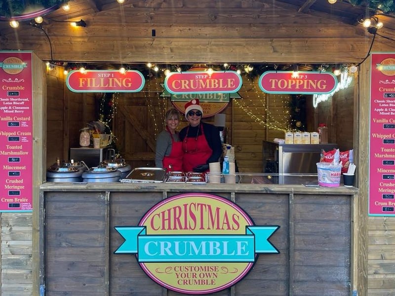The Christmas Market 2023 is also taking place in City Square. Pictured is one stall serving Christmas crumble with vegan options available too.