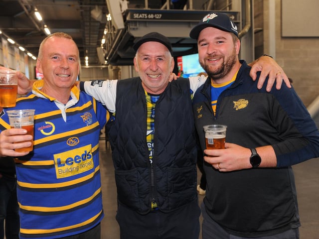 Rhinos fans Mark, Jeremy and Rhys Leighton, of Leeds.