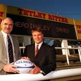 Gary Hetherington, left, with Paul Caddick on the day their takeover of Leeds was confirmed, in the autumn of 1996. Picture by Mark Bickerdike