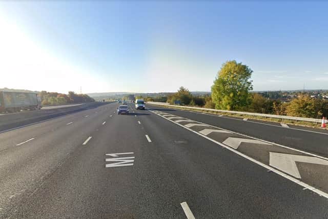 Traffic was stopped on the M1 northbound after a vehicle drove the wrong way down the carriageway. Picture: Google