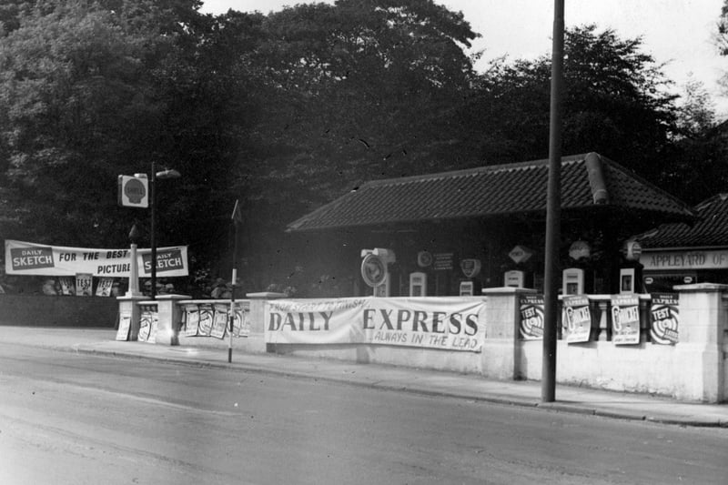 Petrol station Appleyard of Leeds on Headingley Lane pictured in July 1956.