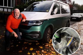 Ian Newbold with his camper van which has had its wires damaged by rodents, at his his home in Leeds. Picture: Simon Hulme