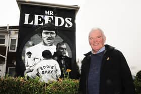 Leeds United legend Eddie Gray by his mural 