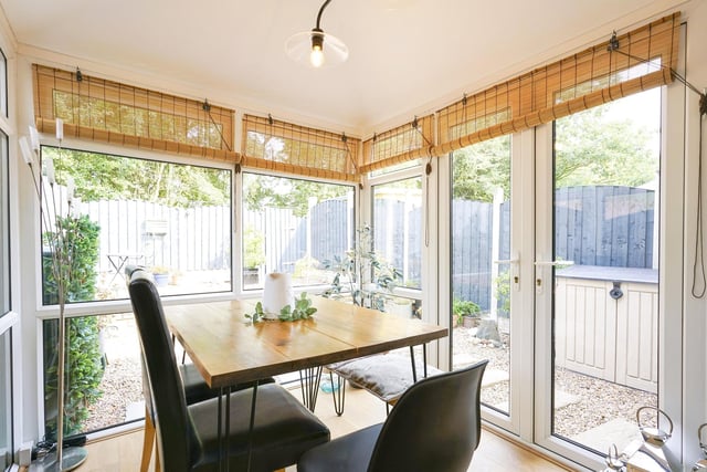 The ground floor is made up of an entrance hall, a delightful lounge and dining room, a conservatory with a tiled roof and a luxury fitted kitchen.