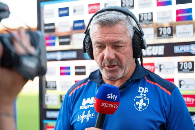 Wakefield Trinity coach Daryl Powell  interviewed on Sky Sports. Picture by Fabrice Rodriguez/SWpix.com.