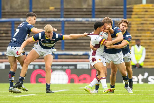 Toby Warren, second from left, in action for Rhinos' reserves. Picture by Craig Hawkhead/Leeds Rhinos.