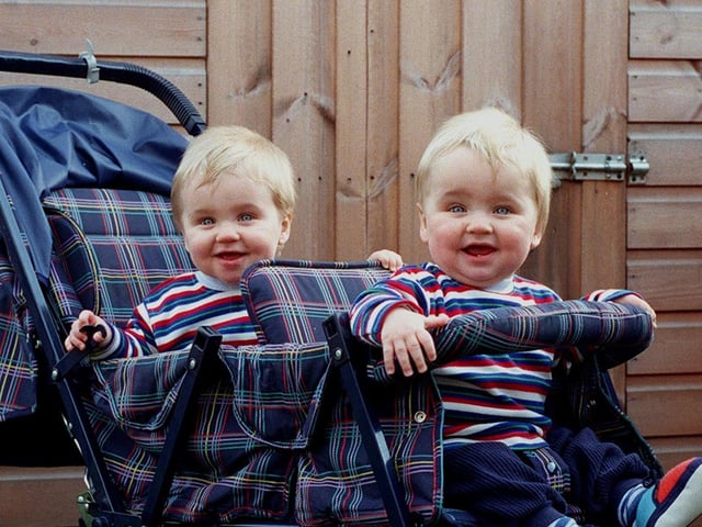 Twins Joseph and Benjamin Keat were all smiles in February 1998 after a thief returned their pram after it was stolen from the garden shed of their home in Hunslet.