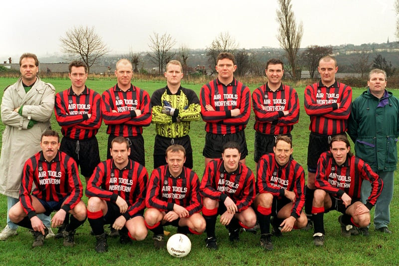 Rothwell Athletic, who played in the Premier Division of the West Yorkshire League, pictured in December 1995. Back row, from left, are Mick Denison, Paul Kaye, Brian Smith, Kenny Matthewman, Dave Amann, Ian Donaldson, Andy Riding and manager Alan Hunt. Front row, from left, are John Sweeny, Dave Parrish, Peter Thornton, Nigel Foley, Mark Frost and Gavin Romanis.