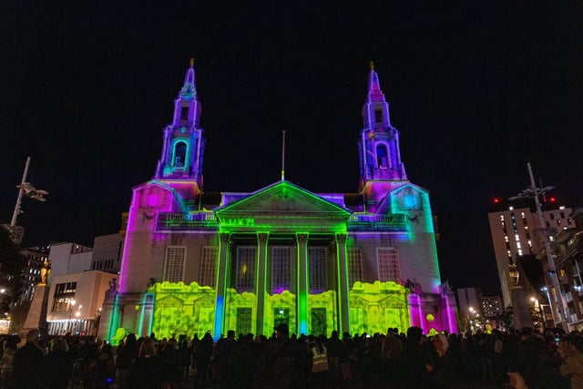At Leeds Civic Hall, visitors got a chance to take control of LUX, a high tech homage to the classic video games of the 1980s, played out across the historic building’s impressive façade.