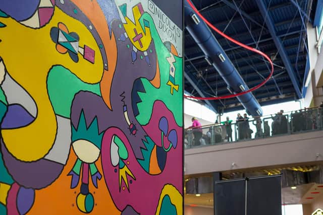 'Everything in its right place' mural at Xscape Yorkshire