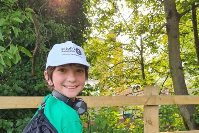 Selby Cadet’s mascot, Simon Badger, joined Natty on his walk.