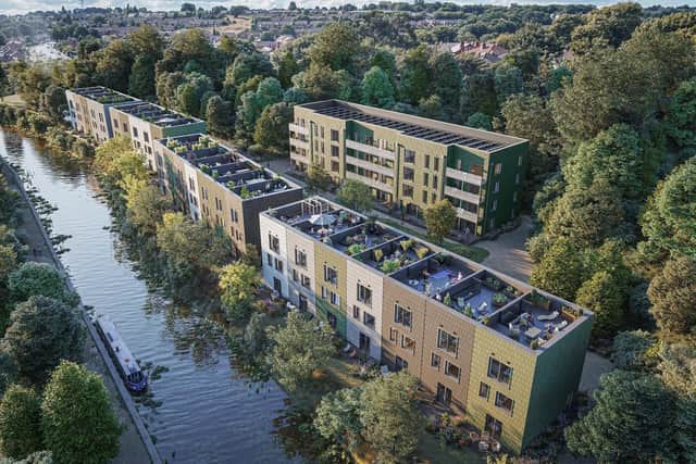 The ‘Stall’ development from property company Citu sits on brownfield land near Kirkstall Abbey and overlooks the Leeds-Liverpool Canal. Photo: Citu.