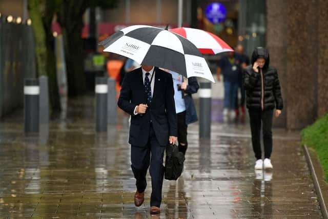 Heavy rain continues in Leeds on Tuesday.