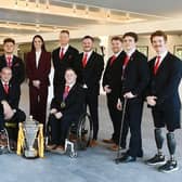 The Princess of Wales meets the England wheelchair rugby league team at Hampton Court Palace, London. Picture by Simon Wilkinson/SWpix.com.