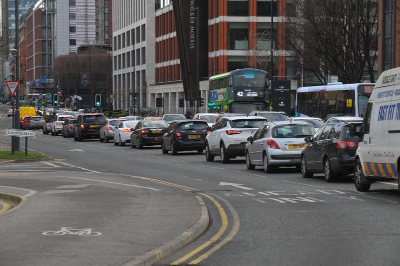 Wellington Street was gridlocked as a result of the roadworks at Armley Gyratory.
