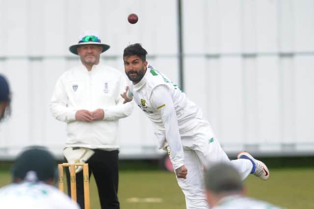 ON TARGET: New Farnley's Gurman Randhawa took 4-32 in the win over Cleckheaton. Picture: Steve Riding.