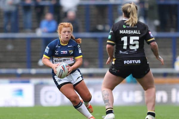 Caitlin Casey made her senio debut for Rhinos at home to York in April. Picture by John Clifton/SWpix.com.