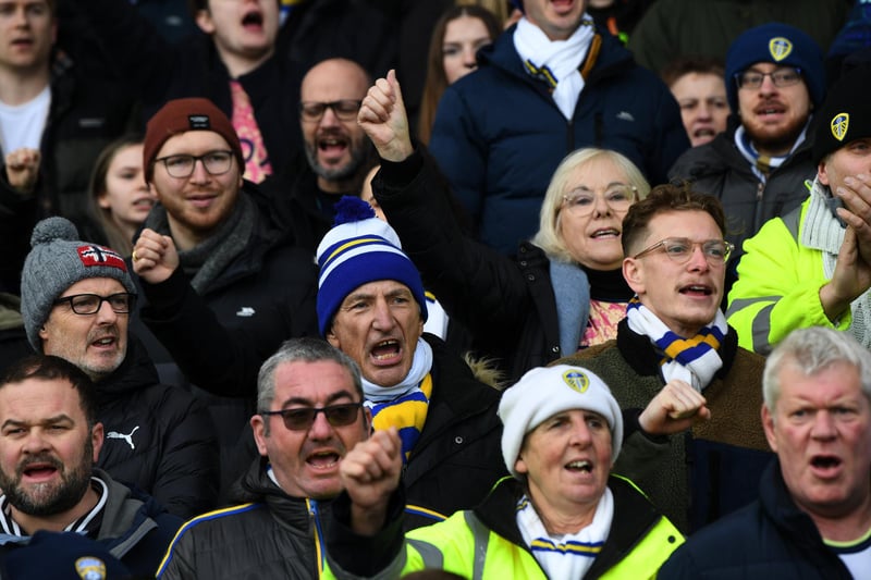 Leeds United fans supporting their side against Preston as Daniel Farke's men kept the pressure on the top three with a victory. Pic: Jonathan Gawthorpe