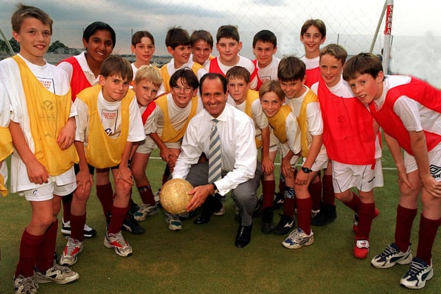Leeds United manager George Graham opened a new all weather pitch at Boston Spa School in July 1997.