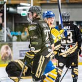 BIG WEEKEND: FInn Bradon celebrates his goal in the 6-2 win for Leeds over Milton Keynes at The Castle back in October. Picture: Kev Bland/Knights Media.