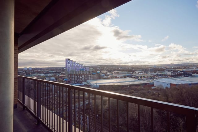 Balconies and terraces feature sweeping views of the South Leeds skyline – offering a unique view of the city.