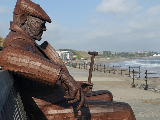 You can start anywhere on the north side including Scalby Mills and the Sea Life Centre and walk across the sands or promenade, around the Marine Drive and to South Bay and Scarborough Spa and Holbeck rocks - or vice versa. Starting at Scalby Mills and ending at the Spa is four miles.
Stop and take a breather at Freddie Gilroy and the Belsen Stragglers – a statue by sculptor Ray Lonsdale which overlooks North Bay. Many people stop for a selfie.