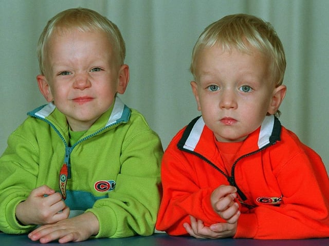 Jamie and Aiden Hector, aged three.