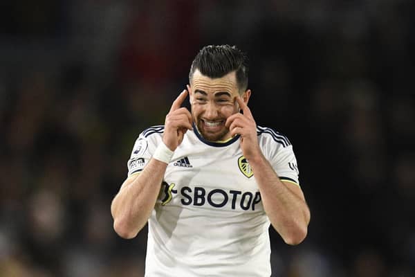 KEEPING POSITIVE: Whites winger Jack Harrison, pictured during Tuesday night's 1-1 draw against Leicester City at Elland Road. Photo by OLI SCARFF/AFP via Getty Images.