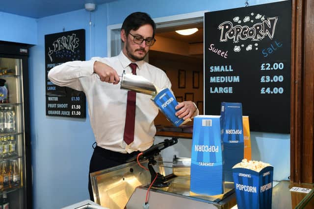 Gary Benn serving popcorn. (Pic credit: Jonathan Gawthorpe)